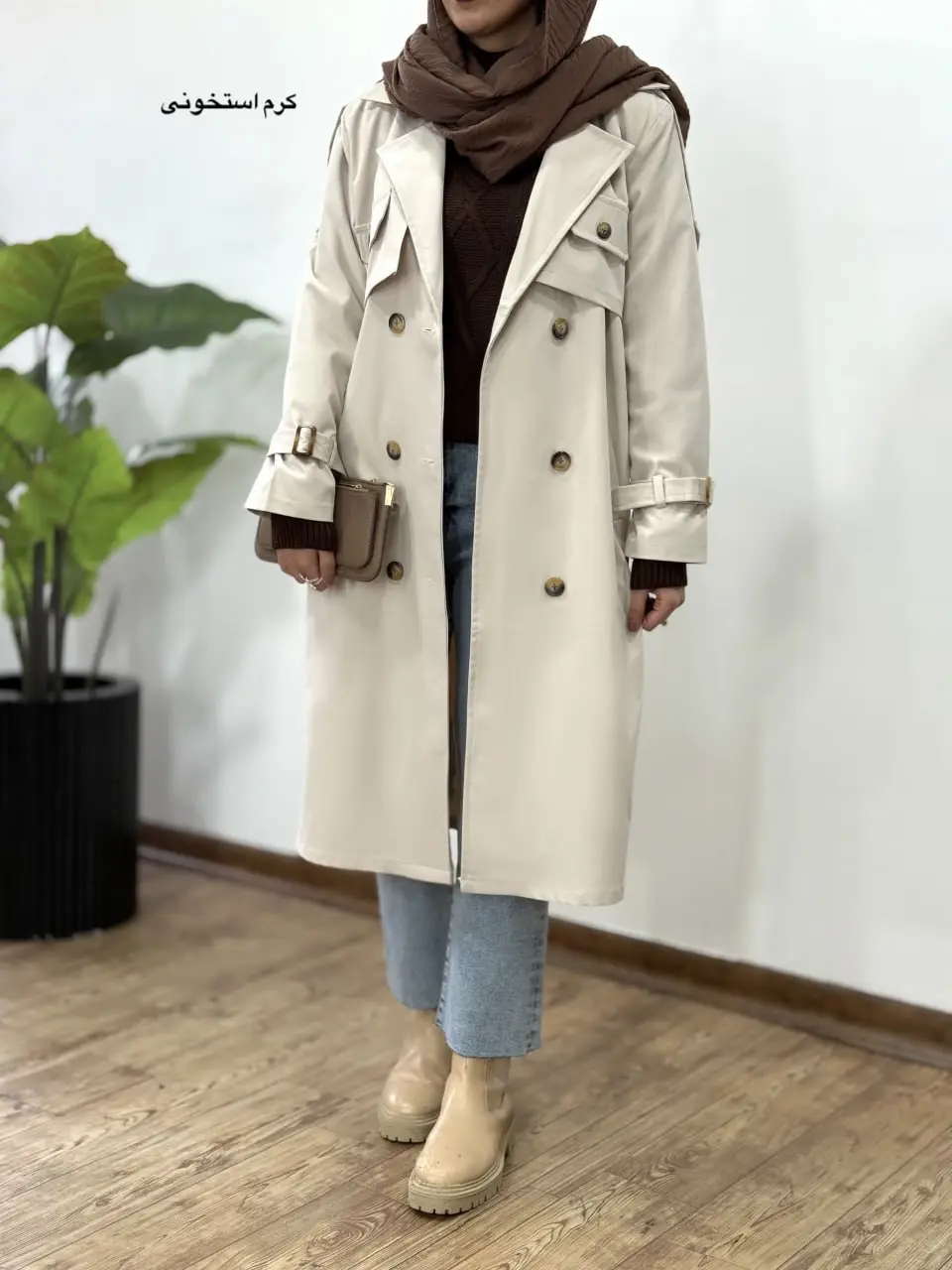 ترنچ کت بلند ضدآب غزال 1